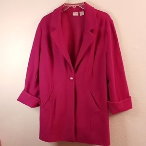 NEW Chico's Barbiecore Office Winter Size 2 Large Fushia Color coat HCS